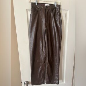 Abercrombie & Fitch 90’s Straight Brown Faux Leather Pants Women’s Size 0